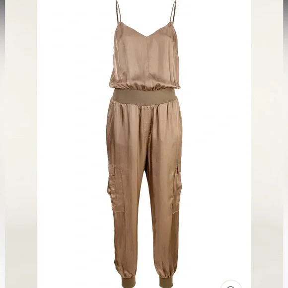 Cinq a Sept Amos Silk Jumpsuit, color: Brown - Picture 3 of 3